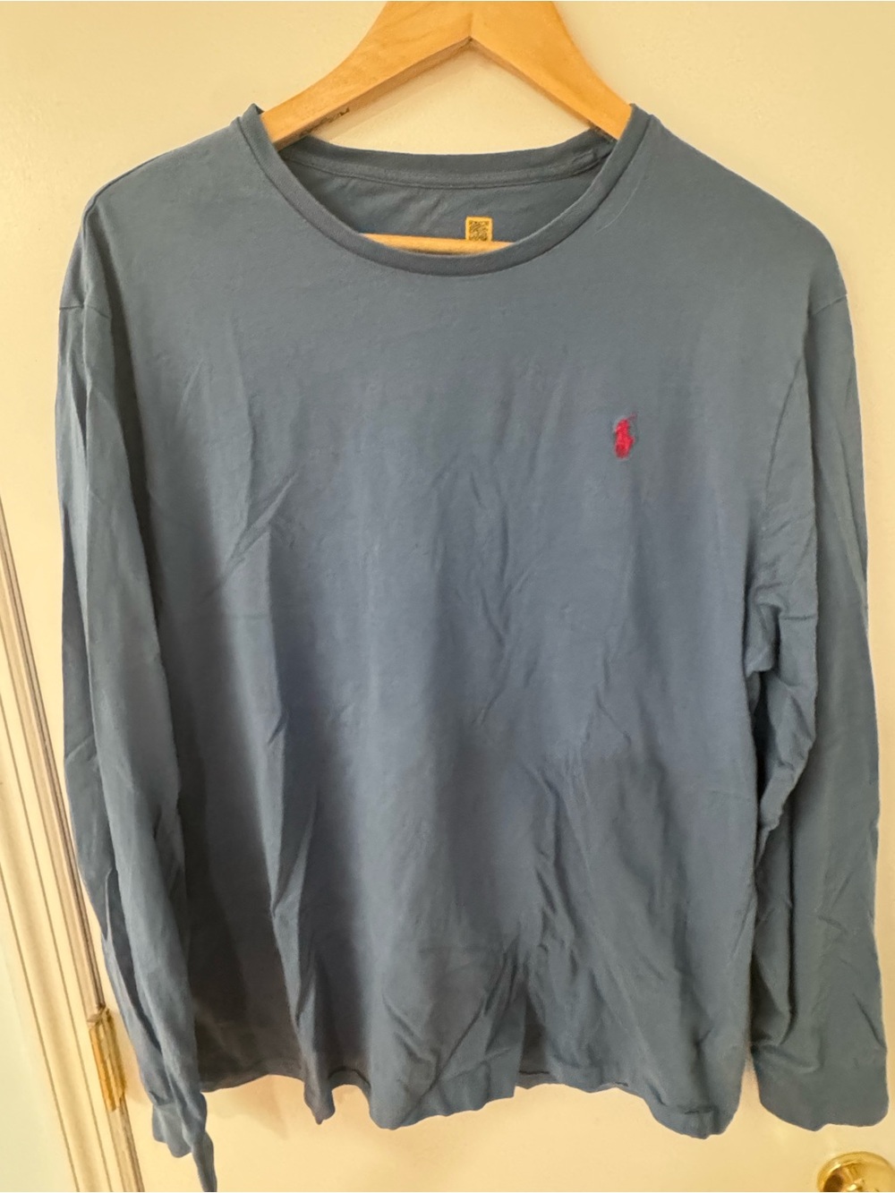 Polo by Ralph Lauren Light Blue Long-Sleeve Crewneck with Pink Logo